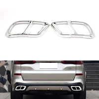 2pcsset stainless rear dual exhaust pipe cover trims silver for bmw x5 g05 x7 g07 2019 year car accessories