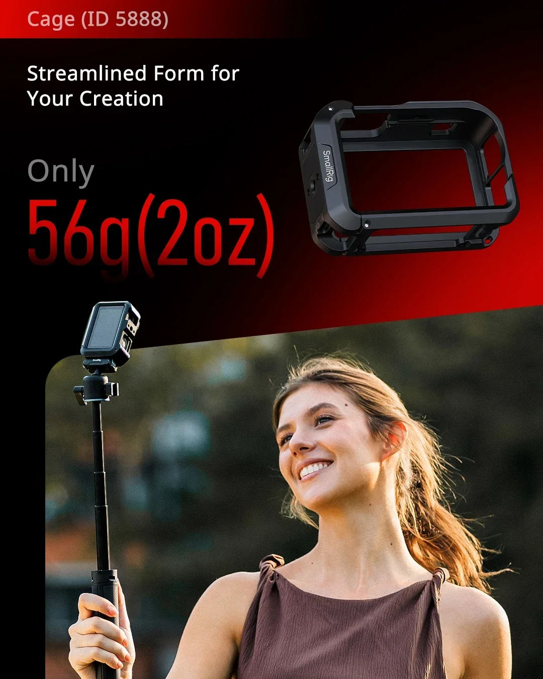 Фото Кейдж SmallRig OSMO Action 6 для DJI OSMO Action 6 Advanced Edition с силиконовой защитой объектива, ремешком на запястье и креплением Cold Shoe 5887 №4