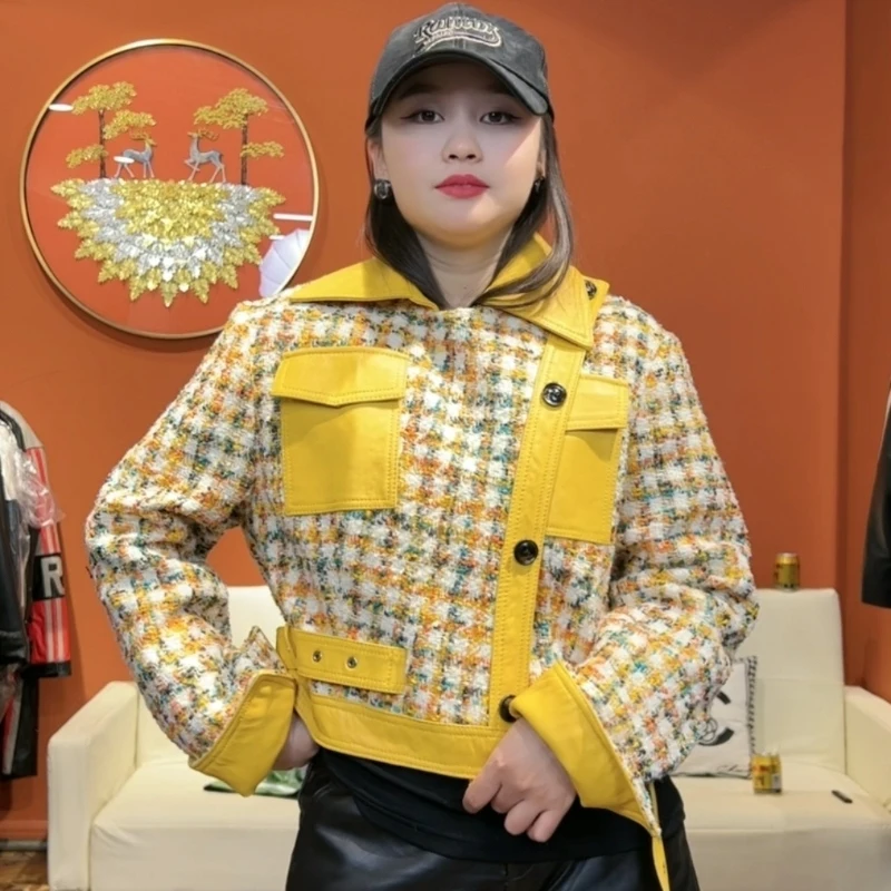 [Одежда Ningxue] Осенняя новая верхняя одежда из натуральной кожи на день