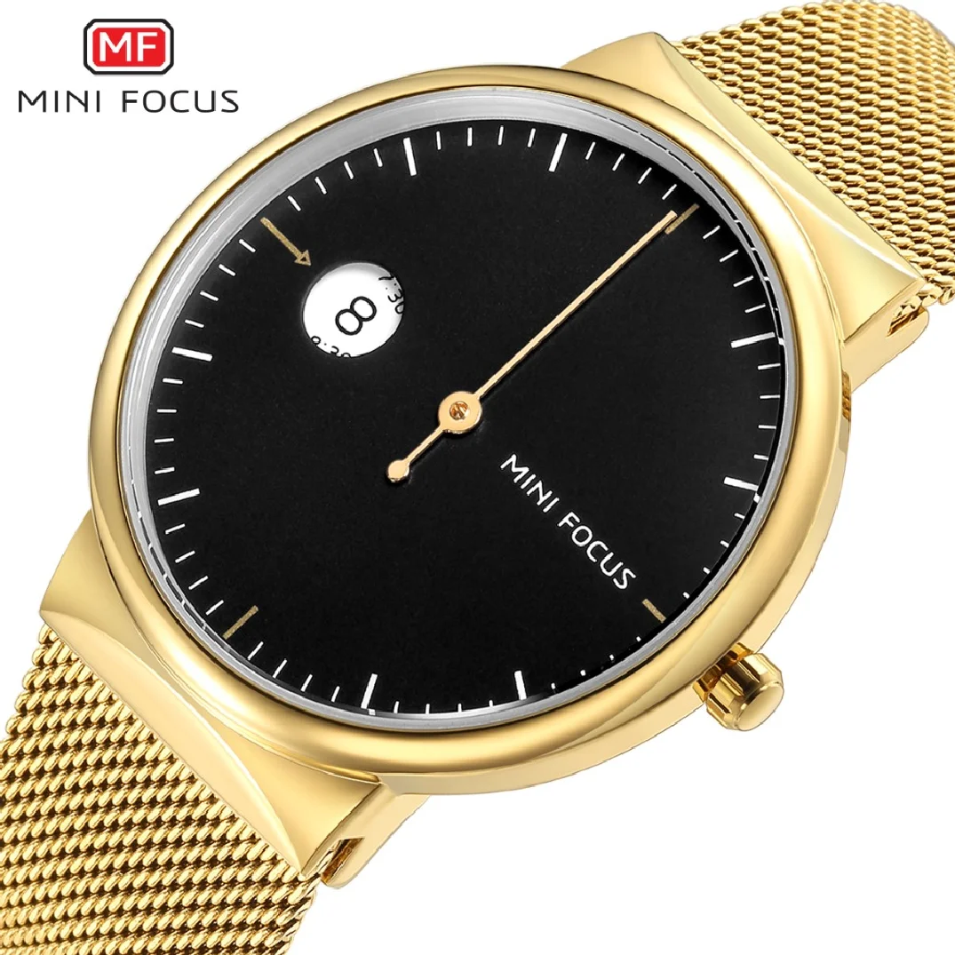 

MINI FOCUS Brand Fashion Men's Stainless Steel Bands Wristwatch Top Luxury Watches Clock Business Quartz Watch Montre Femme