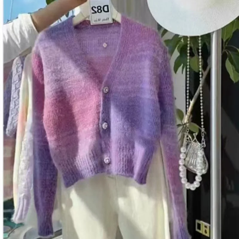 

Fashion OutWear Sueter Mujer Invierno 2022 pulls Spring Autumn New Korean Style Colorful Knitted Cardigan Sweater Women
