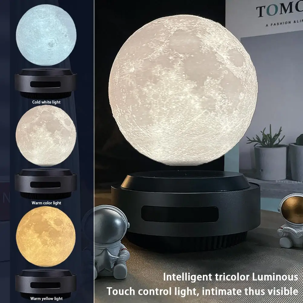 Magnetic Levitation Moon Lamps Romantic 3d Printing Led Night Light Rotating Floating Lamp For Home Decor