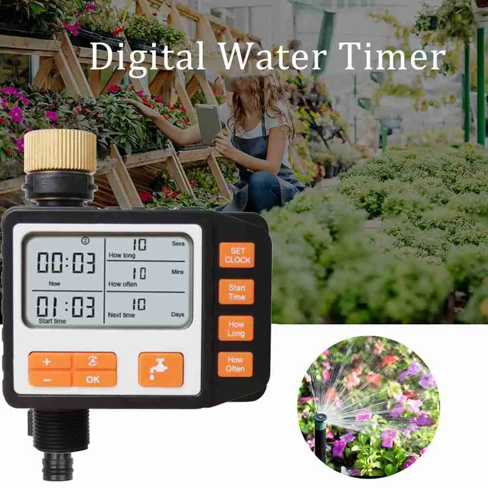 

Home Garden Valve Electronic LCD Automatic Plant Watering Lawn Sprinklers Watering Timer Irrigation Controller