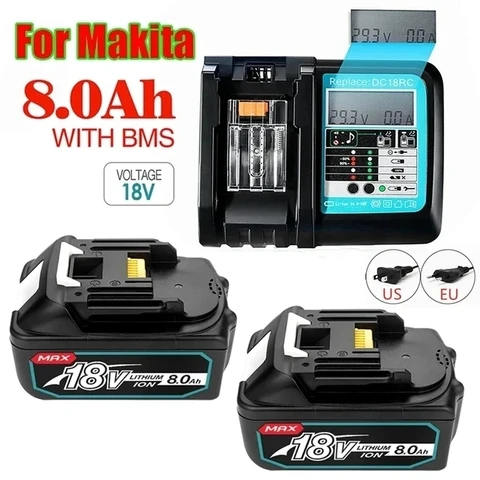 100% Оригинальный Makita 18 В 8000 мА/ч перезаряжаемый Электроинструмент Makita аккумулятор с светодиодный Li-Ion Замена LXT BL1860B BL1860 BL1850