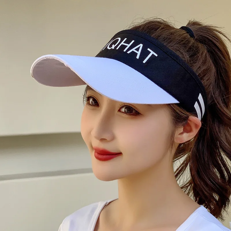 

Unisex Summer Outdoor Visor Caps Letter Printed Wide Brim Top Empty Sun Hats for Men Women Sun Protection Sport Golf Tennis Hat