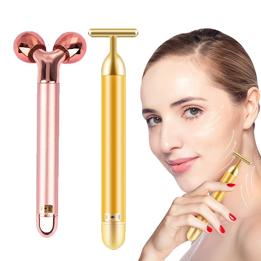 

2 в 1, электронный 3d-ролик и 24K импульсный Т для лица