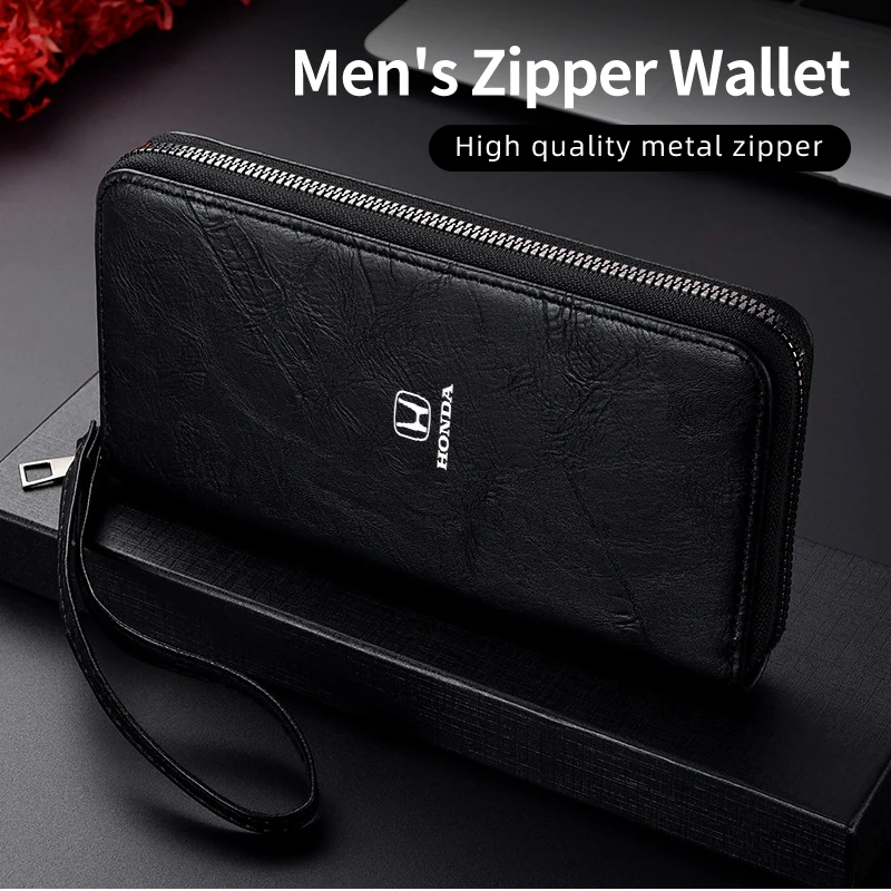 Мужской длинный кошелек с логотипом автомобиля кожаный деловой для монет