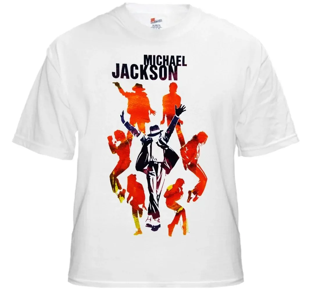 Футболка с силуэтами Майкла Джексона. Повседневные футболки из 100% хлопка