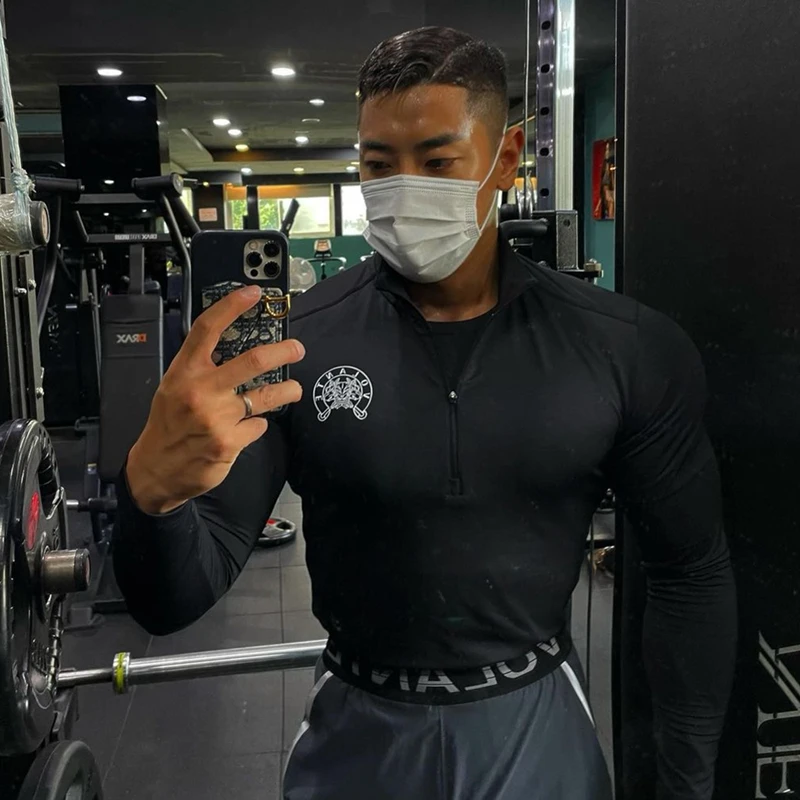 Футболка мужская облегающая с длинным рукавом эластичная компрессионная