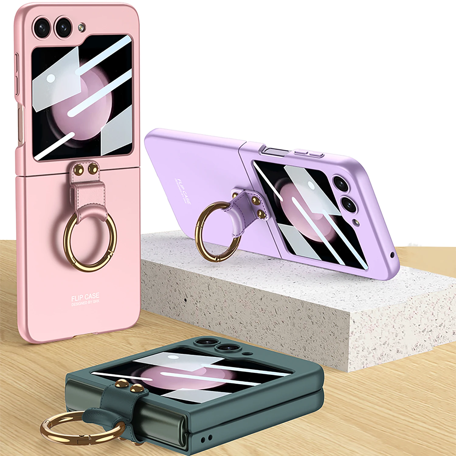 

Suitable for Samsung Z Flip 5 Phone Case Ultra-thin Vegan Leather Fingerprint Folding Drop-proof Phone Case