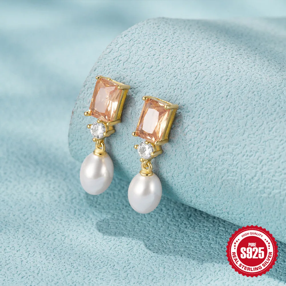 

CANNER Luxury Diamond Inlaid Pearls Eardrop Zircon 925 Sterling Silver Earrings 2023 Trending Wedding Party Anniversary Aros