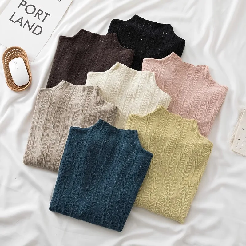 

2023 Autumn Winter Knitted Pullover Fashion Sweater Women Long Sleeve Top Office Shirt Knitwear Bottoming Top Clothes Pull 28715