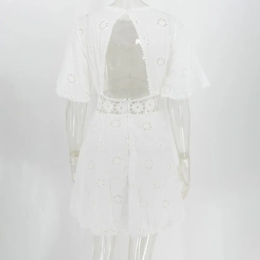 

Женское ТРАПЕЦИЕВИДНОЕ мини-платье с вырезом, однотонное платье с цветочным принтом, плиссированным подолом и вырезом на талии, для свиданий, выпускного вечера, лето