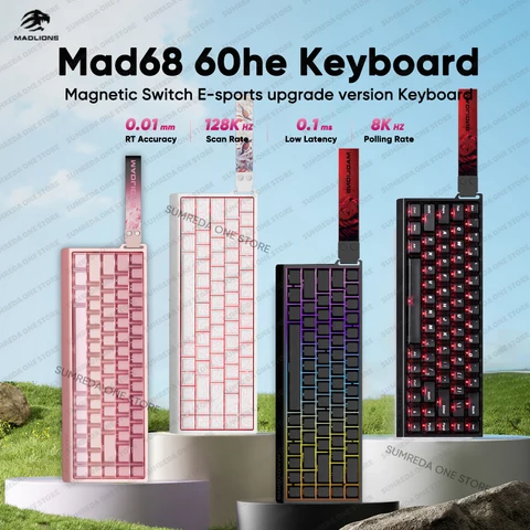 Madlions Mad 68R Mad60he Mad60 Mad68he Проводная механическая клавиатура Игровой магнитный переключатель RT 0,02 мм 8K Скорость RGB Клавиатура с горячей заменой