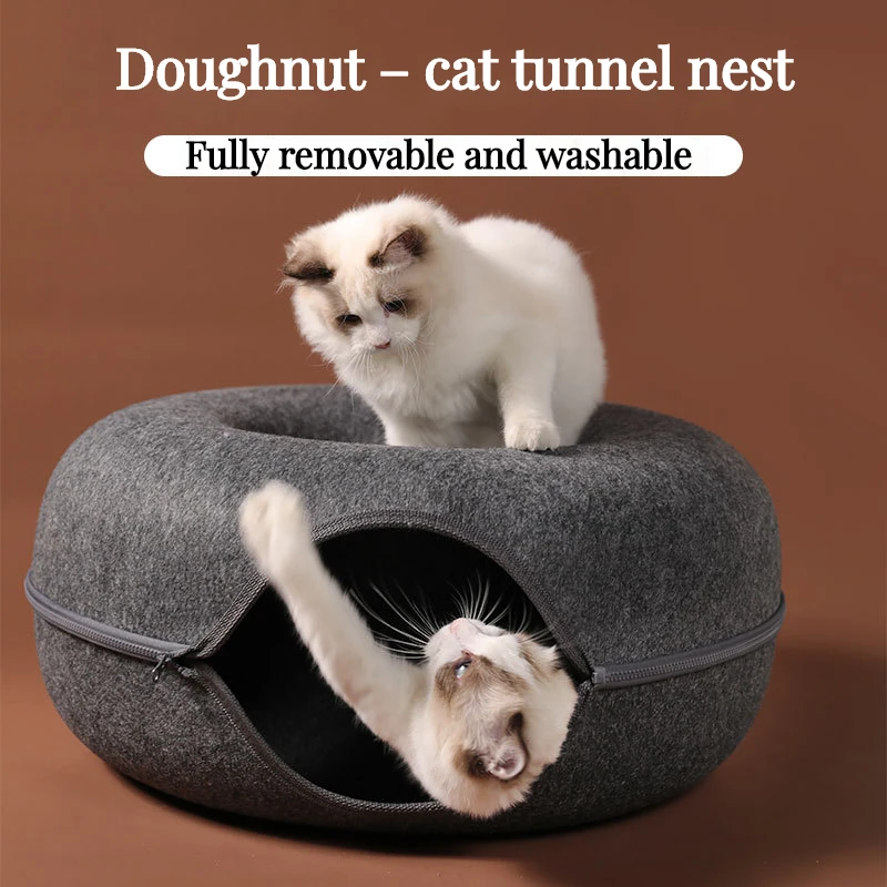 

Tunnel cat litter four seasons universal cat escape house closed drilling ring cat warm donut winter felt nest