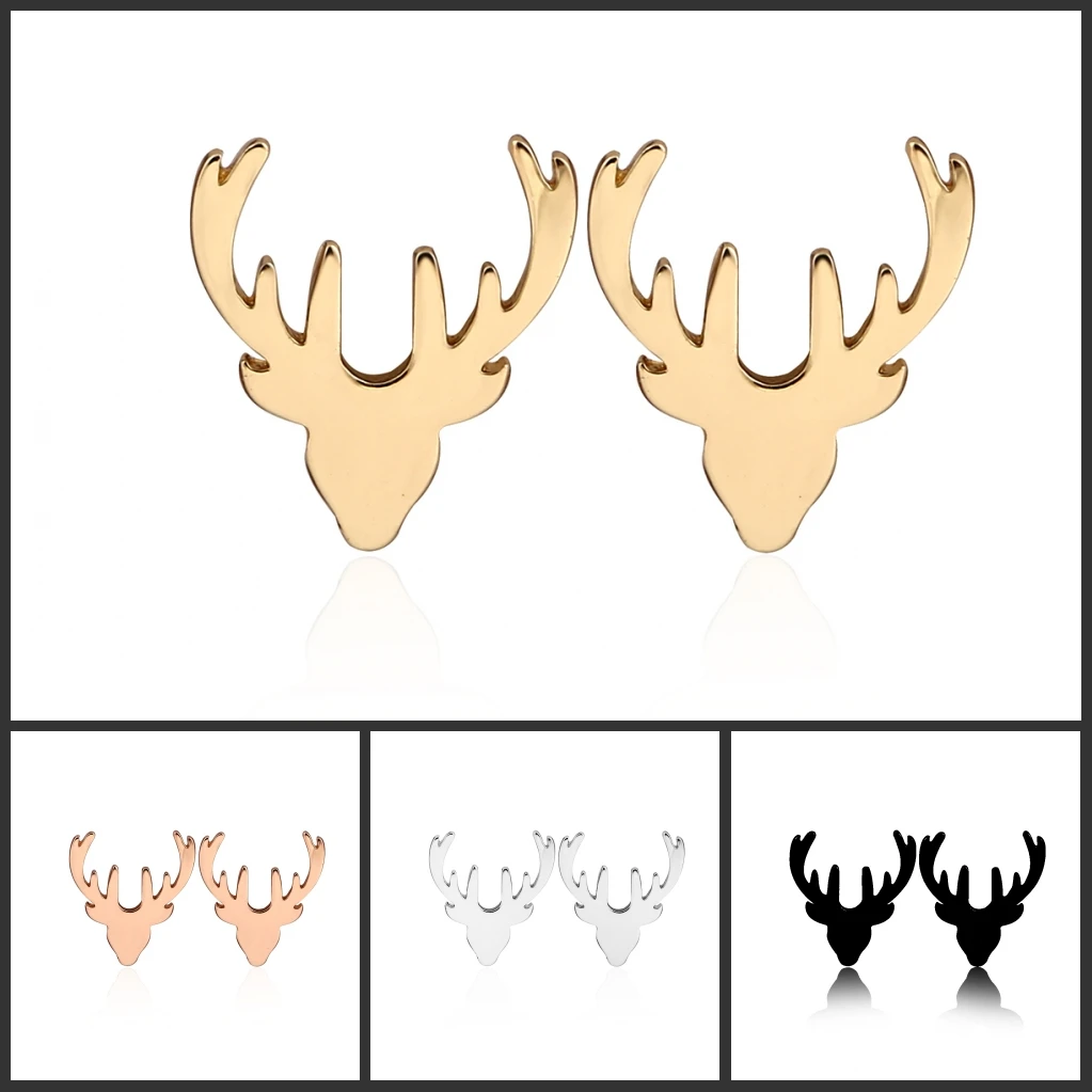 

Hfarich Christmas Earrings Deer Piercing Small Stainless Steel Stud Earrings for Women Gift Trendy Cute Cartoon AnimalJewelry