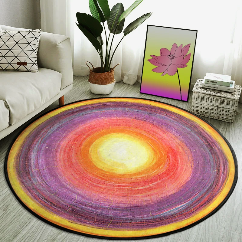 

Reiki Spiritual Sun Trippy Meditation Mat Round Rug Indoor Yoga Carpet Large Size Non-slip Soft Singing Bowl Pads Drop Shipping