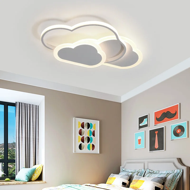 Led Ceiling Lamp For Children's Room Bedroom Study Modern Iron Dimmable Kid Nursery Creative Pink Cloud/Heart Lighting Fixture enlarge