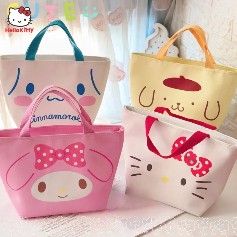 

Коричная сумка для студентов, бэнто, мультяшная сумка Kuromi My Melody Sanrio, Hello Kitty Bento, сумка для студентов, рабочих, сумка для ланча