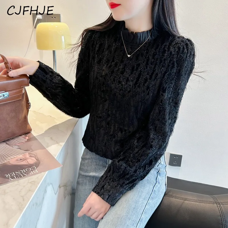 CJFHJE Новинка женская рубашка с французским бархатным низом универсальная