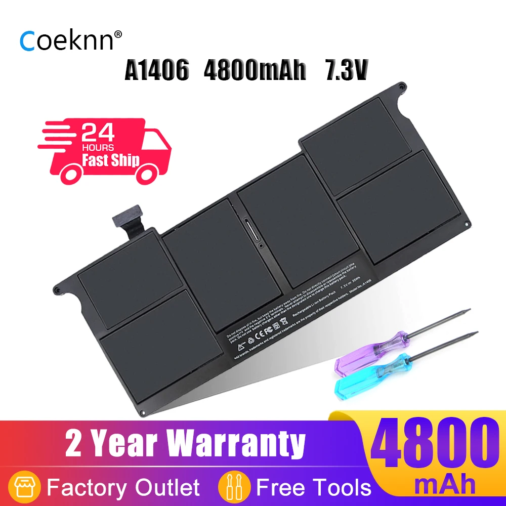 

Coeknn A1406 A1495 Laptop Battery For Apple MacBook Air 11" A1370 (Mid 2011) A1465 (Mid 2012/2013 Eraly 2014/2015 Version) 35Wh