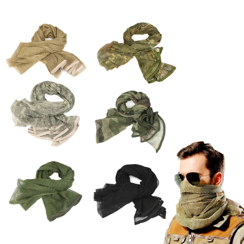 

Военный Тактический шарф, камуфляжный сетчатый шейный шарф, снайперский шарф-вуаль для лица, головная повязка для кемпинга и охоты