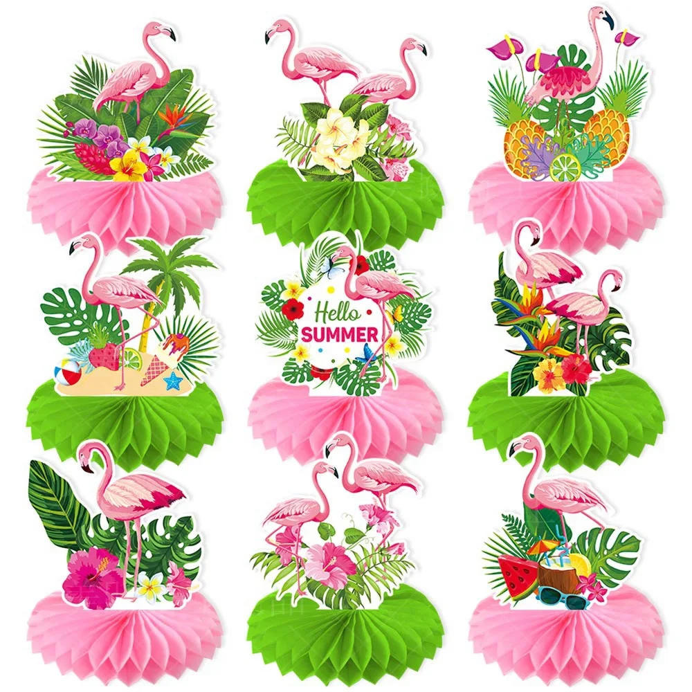 

Hawaii Flamingo Honeycomb Ball Ornaments Hello Summer Party Table Decoration Happy Hawaiian Tropical Aloha Beach Party Weddings