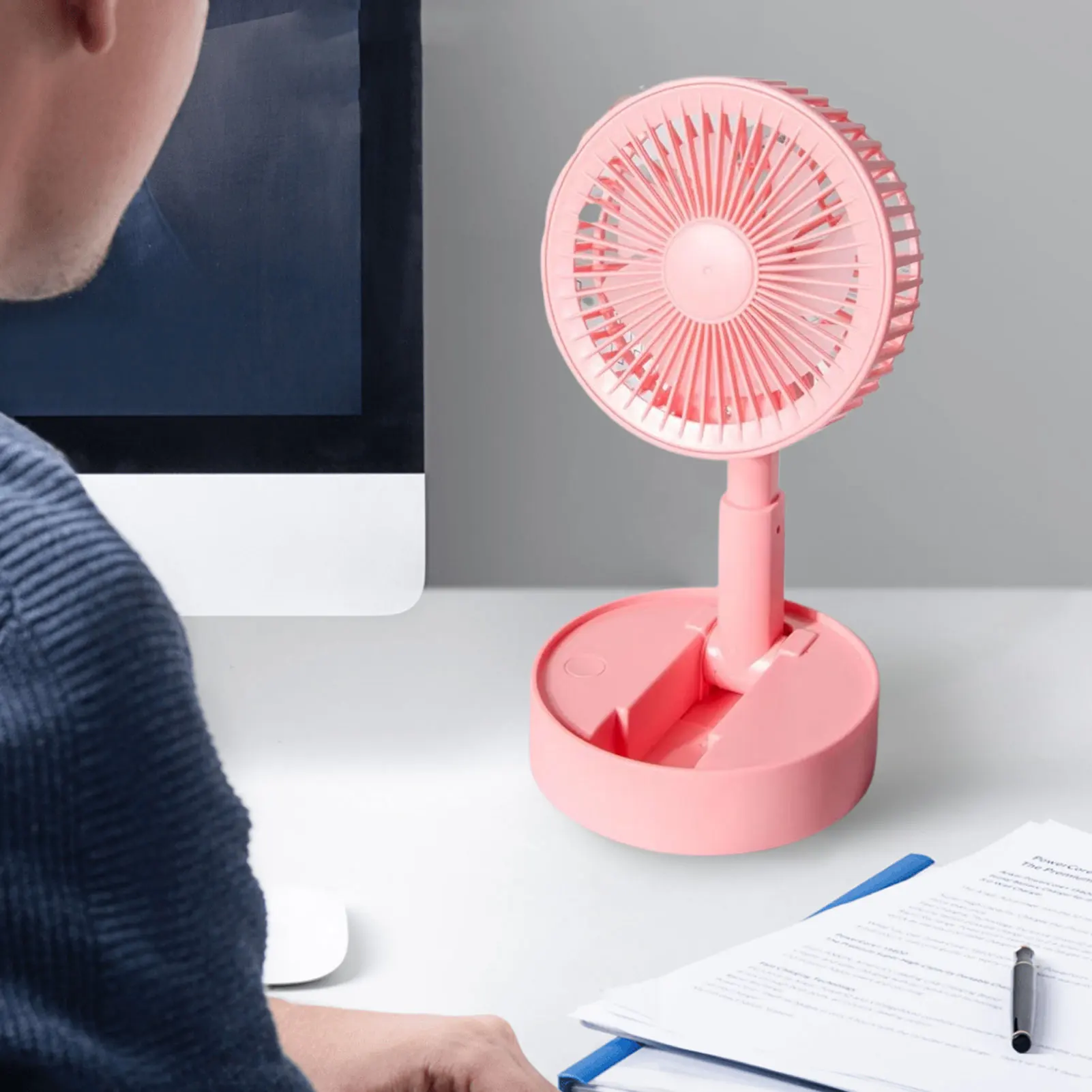 

Portable Personal Fan Portable Handheld Rechargeable Fan Handheld USB Fan 3 Speeds Foldable Personal Desk Fan For Home Office