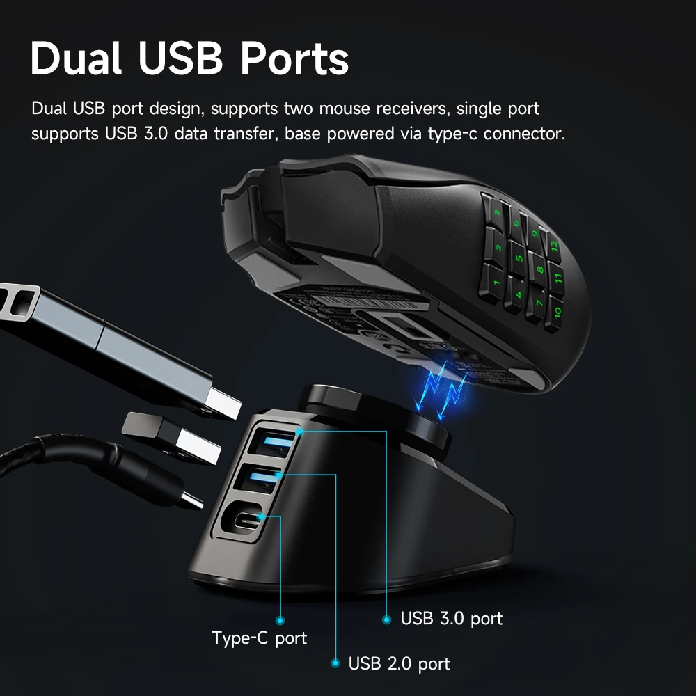 Зарядное устройство RGB для Razer DeathAdder V2 Naga Pro Basilisk Viper Ultimate USB3.0 игровая мышь