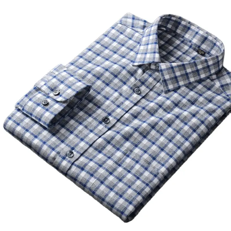 Brushed Fabirc Long Sleeve Soft Business Casual Man Dress Shirt Office New Autumn