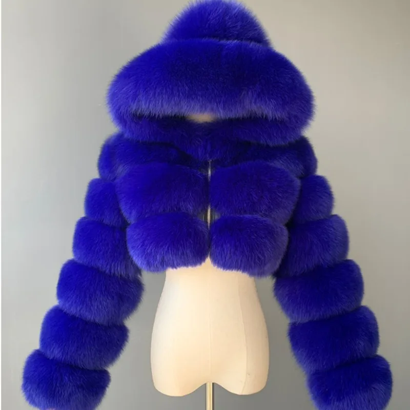 Women 2022 Winter Top Fashion Hooded Faux Fur Coat Elegant Thick Warm Outerwear Fake Fur Jacket Chaquetas Mujer S-6XL Mink Coats