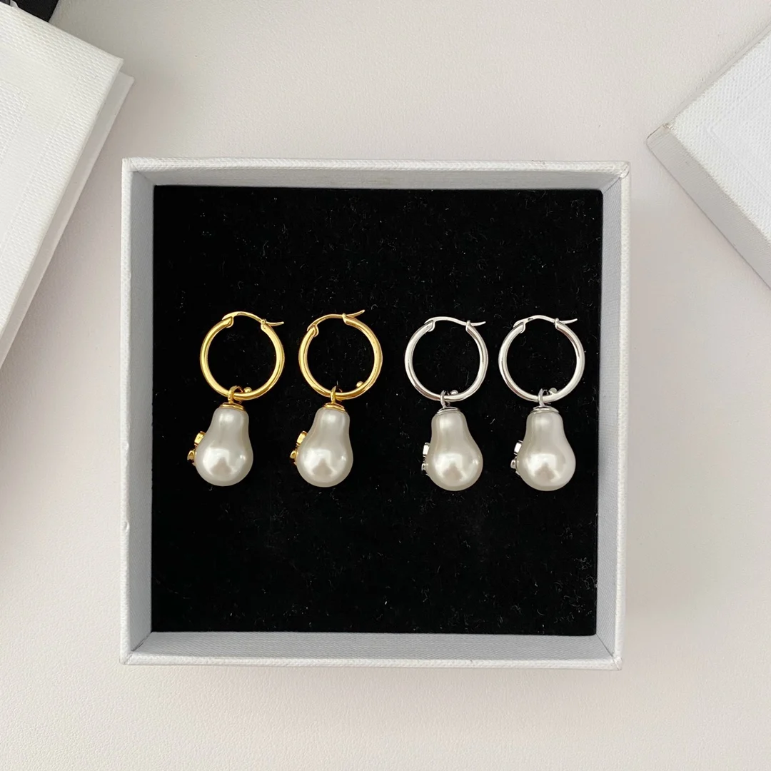 

French Round Ball Vintage pin Pearl Stud Earrings
