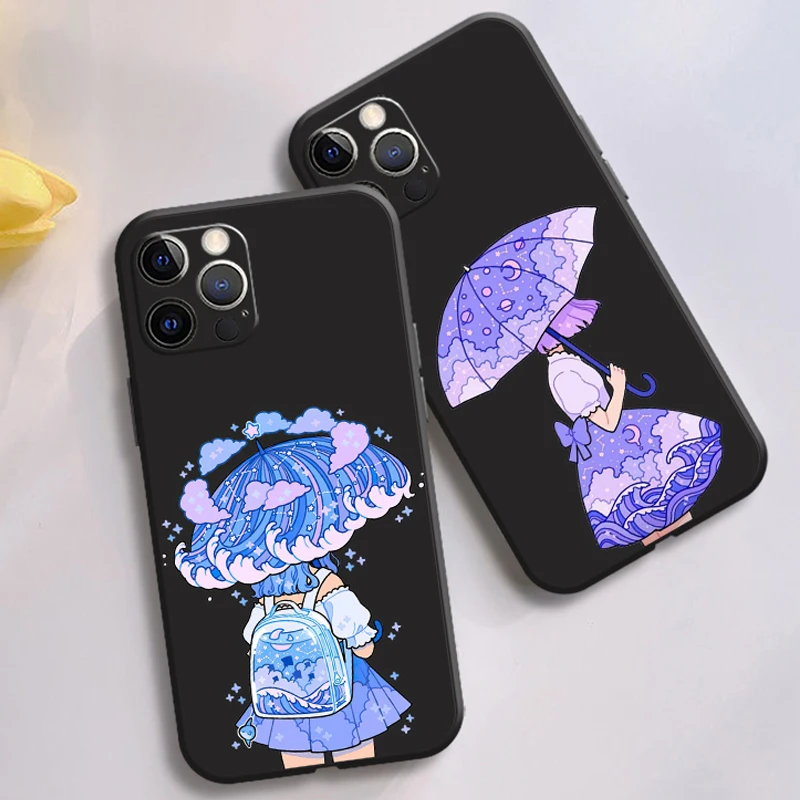 

Glitter Girly Phone Case For iPhone 11 12 13 Pro Max Mini Pro Max X XR XS Max 8 7 6 6S Plus SE 2020 Soft Silicone Black Cover