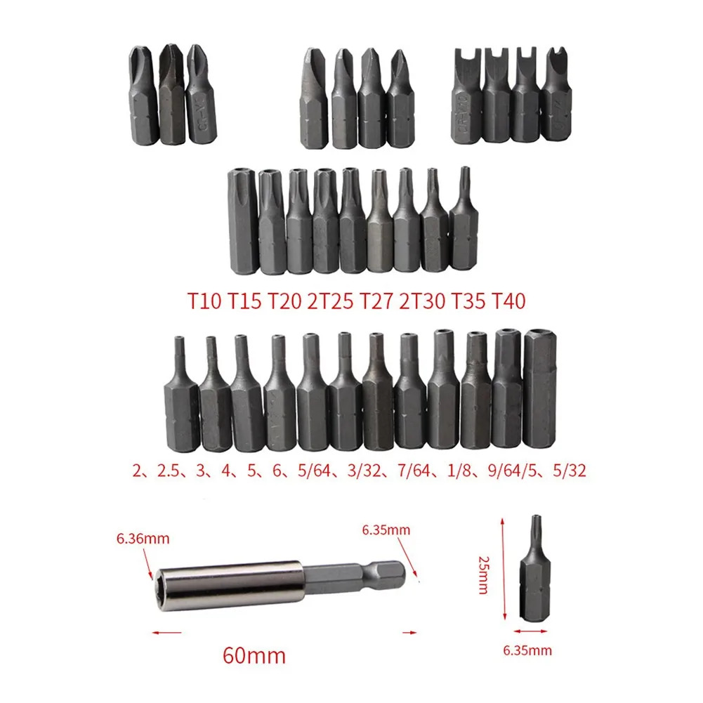 

Portable Screwdriver Set Combination Set Top Sale 33pcs Bit Bits Chrome Vanadium Steel Extension Shank Length: 60mm