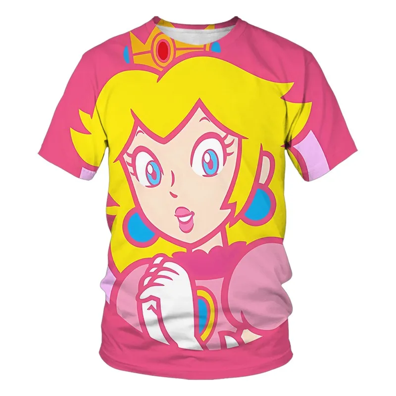 

Kids Girls Clothes Super Mario Brothers Peach Princess Children's T-shirt Girls Boys T Shirt Children's Clothing Baby T-shirts