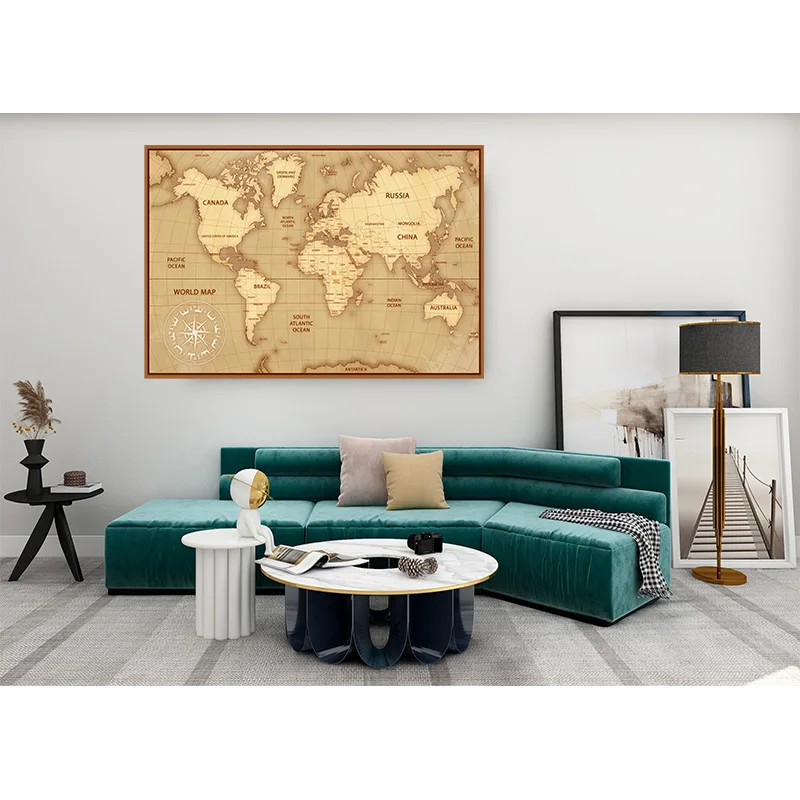 

Vinyl Photography Backdrops Props Physical Map of The World Vintage Wall Poster Home School Decoration Baby Background DT-86