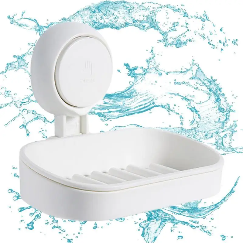

Bathroom Suction Cup Soap Dishes Plastics Holders Wall-Mounted Creative Drainage Soap Storage Double Spin Soap Racks Removable