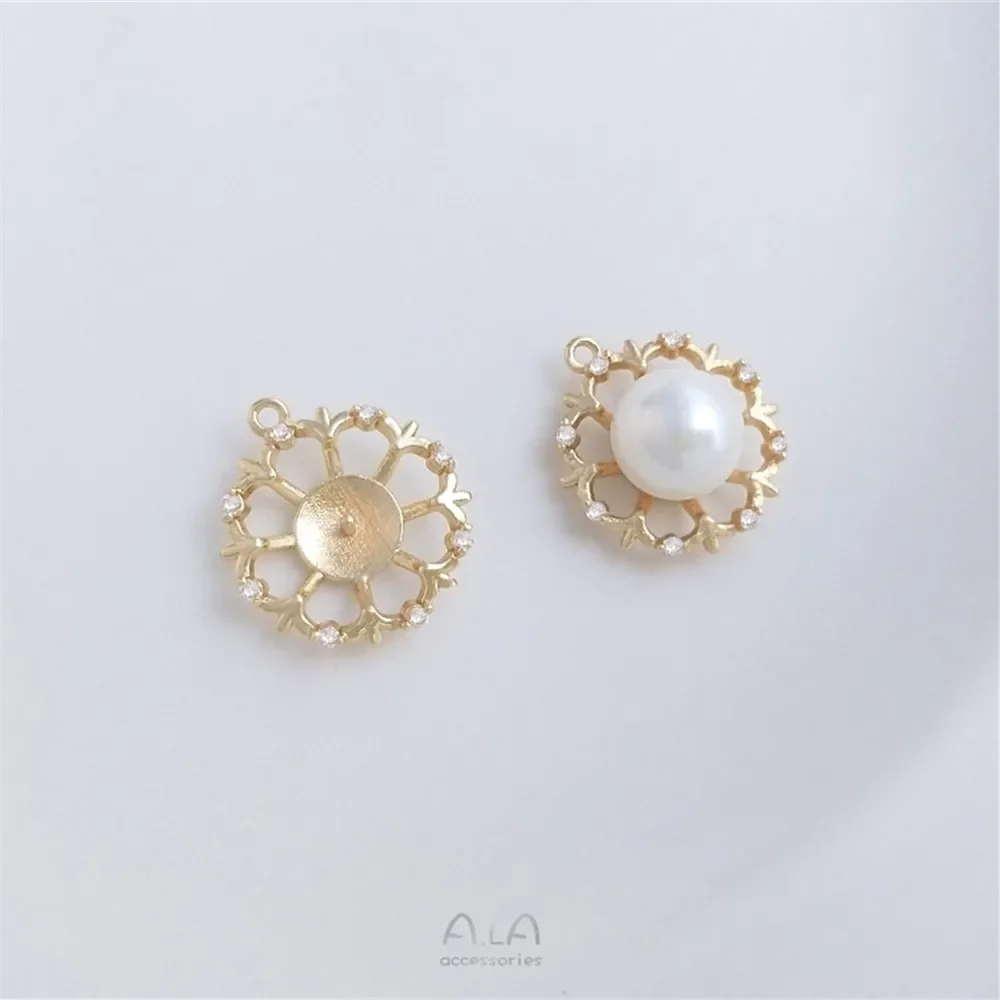 Микроинсет циркон 14-каратное золото жемчужный браслет с половиной отверстия