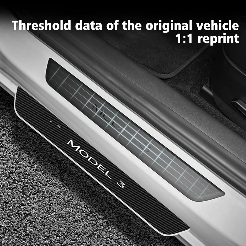For Tesla Model 3 Model Y Auto Accessories Car Front Rear Door Threshold Bar Lamp LED Luminous Illuminated Welcome Pedal Strip images - 6