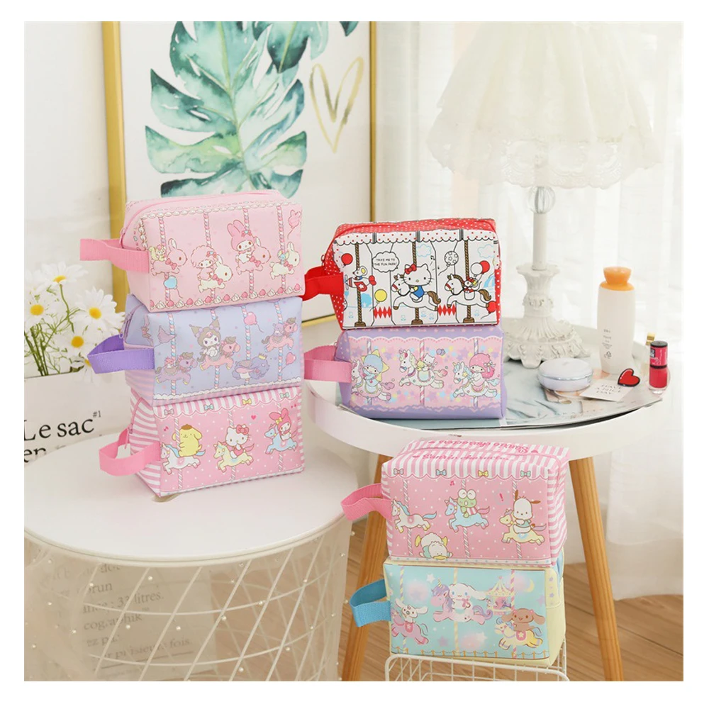 

Мультяшная кавайная Sanrios My Melody Hellokittys Kuromi Littletwinstars Purin Cinnamoroll Keroppi аниме вместительная косметичка