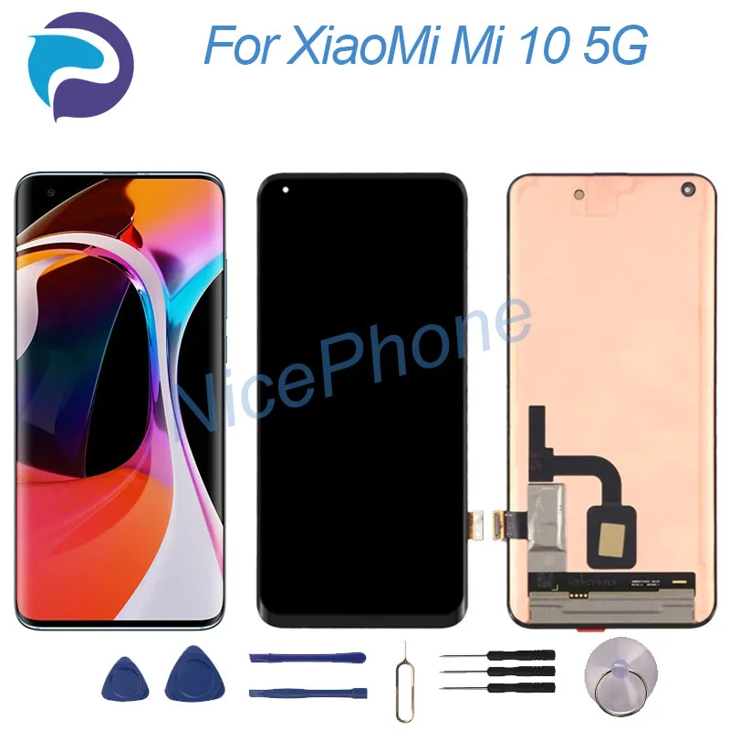 Фото Для XiaoMi Mi 10 5G ЖК-дисплей с цифровым преобразователем сенсорного экрана в сборе M2001J2G/I, Mi 10 Mi 10 5G ЖК-экран №1