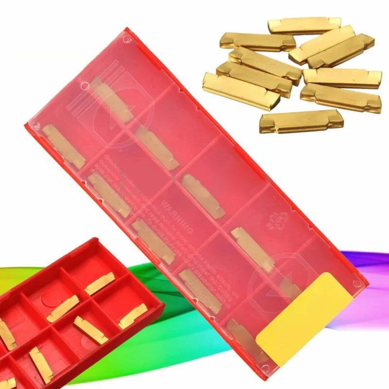

Gold Inserts Carbide Cutter Slotting Grooving Tools Metalworking 10Pcs