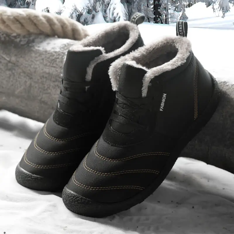 Outdoor Winter Waterproof Man Hiking Boots Keep Warm Snow Botas Hombre Winter Boot Leather Lace Up Hunting Tourism Mountain Shoe