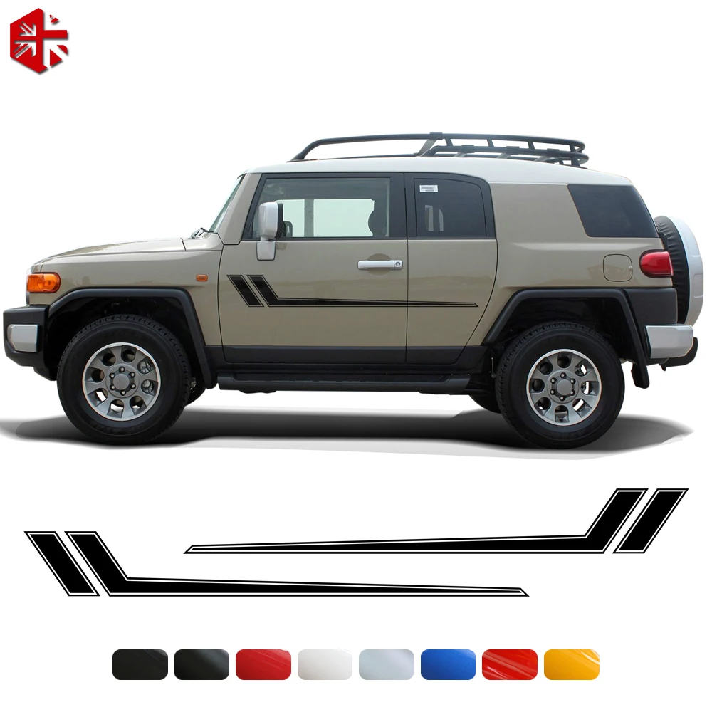 

2pcs Car Styling Body Stripes Door Side Skirt Racing Graphics Vinyl Decals Stickers for Toyota FJ Cruiser XJ10 2007-2022