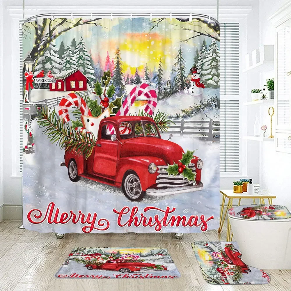 Рождественские и снежные шторы для душа подарки на рождественскую елку