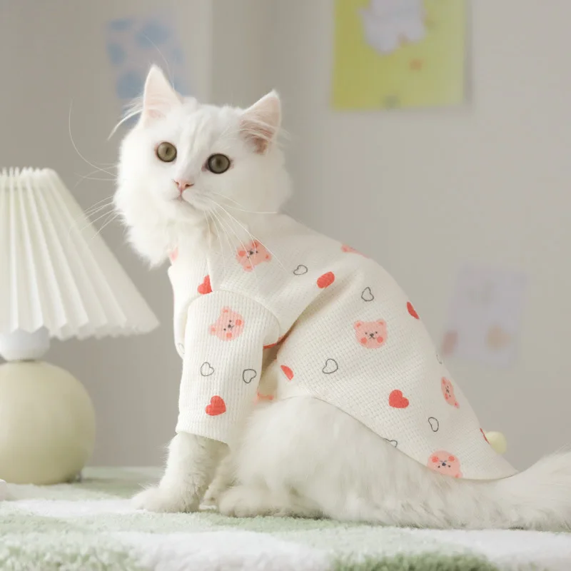 

Cat Cotton-Padded Coat Anti-Loss Fashion Soft Breathable Comfortable Solid Color Printed Clothing Household Pet Supplies JJ576