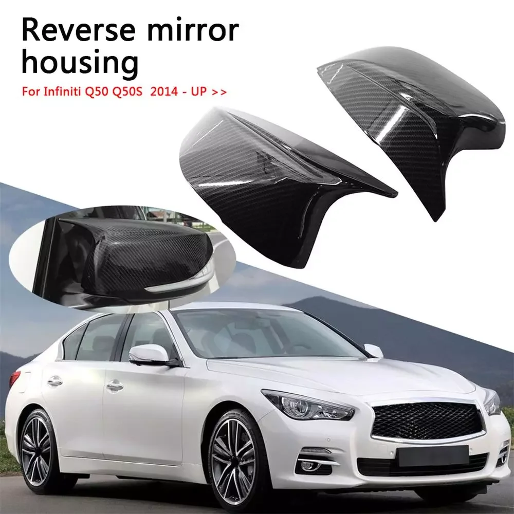 

Replacement Imitation carbon fibre Rearview Mirror cover caps fit for Infiniti Q50 Q60 Q70 Q50S QX30 2014-2020 Bright Black