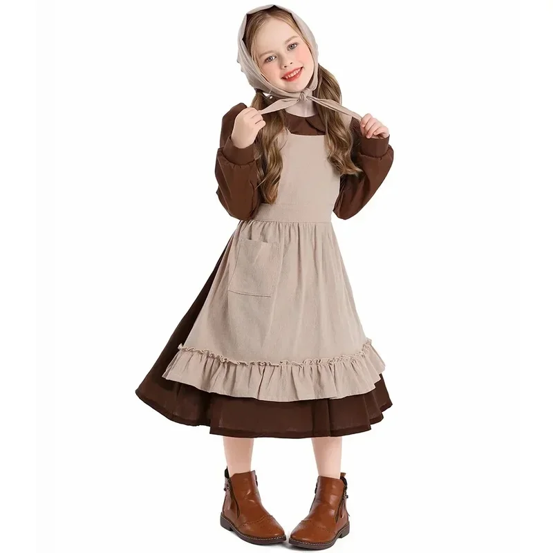 Фото Костюм горничной COSCinderella для девочек 3-8 лет, платье в колониальном стиле для косплея, комплект №5