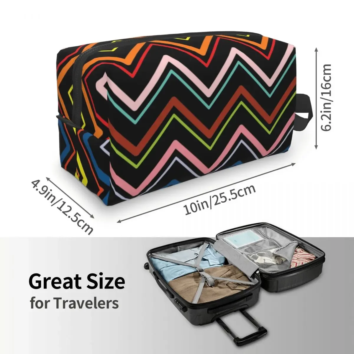 Бежевая Косметичка Для Путешествий Зигзагообразный Узор Богемный Волнистый