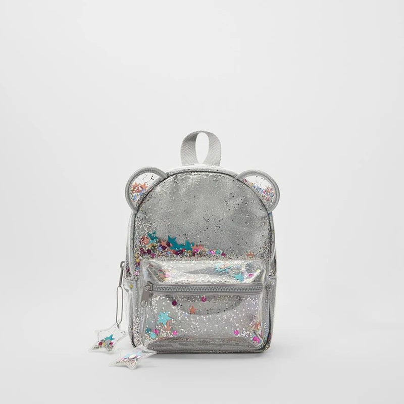 

2022 Серебряный Блестящий мини-рюкзак с кошачьими ушками и блестками, женский милый детский школьный рюкзак, сумки